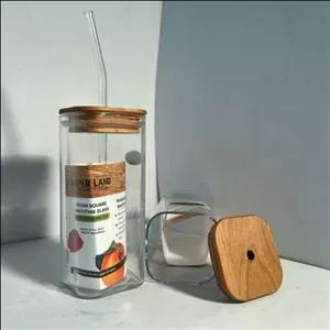 لیوان  اسموتی نی دار پیرکس در بامبو مربع سیدانو