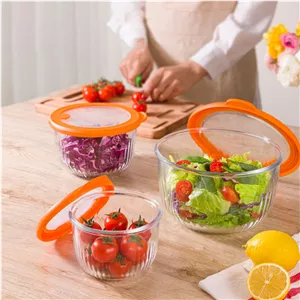 ست کاسه گرد شیشه ای شیار دار لیمون