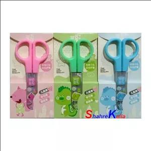 قیچی مهد غلاف دار مدل شیف.سایز کوچک.در رنگ های آبی .صورتی .سبز  