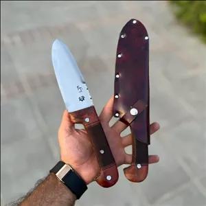 چاقوی سلاخی سفارشی ضدزنگ اصل استاد وفای زنجان باغلاف چرمی چاقو