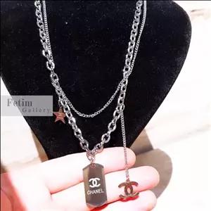 گردنبند مردانه دو لاین شنل استیل طول 51 سانت