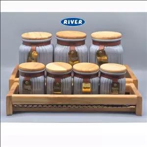 ست 7 پارچه پاسماوری درب بامبو ریور RIVER طوسی مدل 1003G