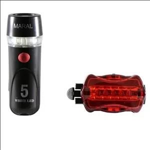 چراغ جلو عقب دوچرخه پنج لامپ 