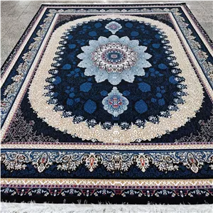 فرش ماشینی کاشان فرش 400 شانه گیتا مشکی(سرمه ای) 12 متری قالی کاشان آقای فرش قالی جهیزیه