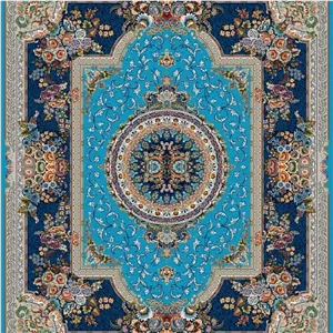 فرش ماشینی 700 شانه طرح رویال فیروزه ای