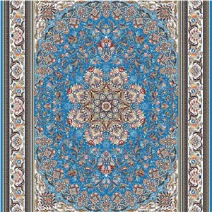 فرش ماشینی 700 شانه طرح میخک فیروزه ای