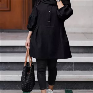 مانتو دخترانه نیکا پرشیا ساده مشکی سایز 1 2 (38-44 46-50) 85cm