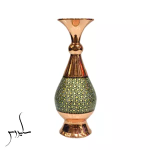 گلدان 25 خاتم کاری گلدان خاتم کاری گلدان مس و خاتم 25 سانتی صنایع دستی سایروس  