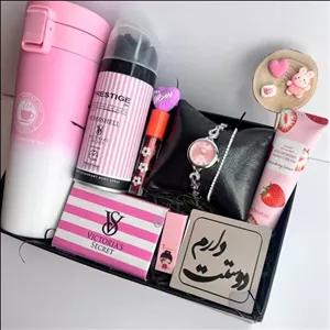  تراول ماگ صورتی باکس هدیه کادو زنانه دخترانه