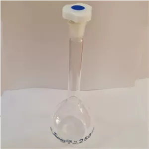 بالن حجمی (250 سی سی) بالنژوژه پیرکس pyrex ته صاف volumetric flask بالن آزمایشگاه درب دار قابل اتوکلاو