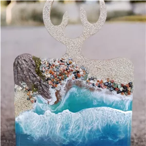 سینی سرو چوب و رزین طرح دریا 