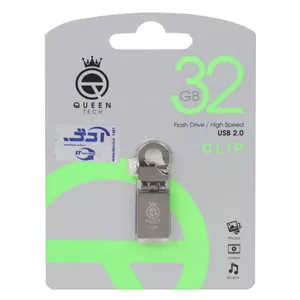 فلش 32GB USB2.0 Queen CLIP مشکی گارانتی مادام العمر 