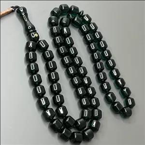 تسبیح سبز ابی سندلوس 51 عددی مهرطلا بودار شدید