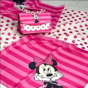 ست کیف و روسری دخترونه جدید طرح میکی موس صورتی mo811