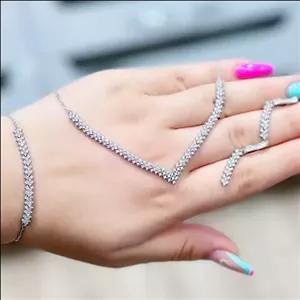 سرویس جواهر تمام نقره با آبکاری رادیوم طلای سفید با فاکتور معتبر (پس کرایه) 