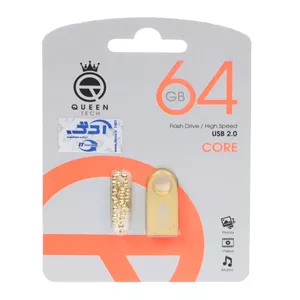 فلش 64GB USB2.0 Queen Core طلایی گارانتی مادام العمر 