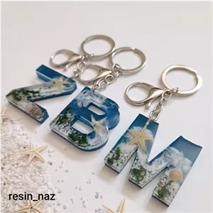 کادو روز مرد سرکلیدی حروف انگلیسی رزینی طرح دریا حرف M حرف Zحرف B 