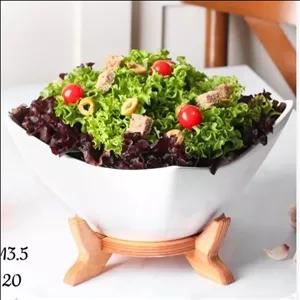 سالاد خوری یا میوه خوری وغیره .. جنس کار سرامیکی همراه با پایه چوبی برند کارولین 