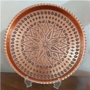 سینی مسی  ترمه سیاه قلم سایز 7 قطر 30 سانت