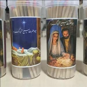 سری 4 عددی کبریت استوانه ای 10 سانتی بمناسبت تولد حضرت مسیح ع و سال نو میلادی