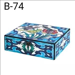 جعبه چوبی پذیرایی کادویی خشکبار چای و دمنوش و میوه خشک دکوپاژ 16 خانه طرح دار سنتی مدل B  کد 74