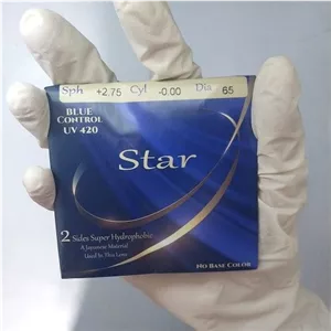  عدسی عینک بلو کنترل آنتی رفلکس سبز دو طرف سوپر هیدروفوبیک بدون ته رنگ Star ضریب شکست 1.56