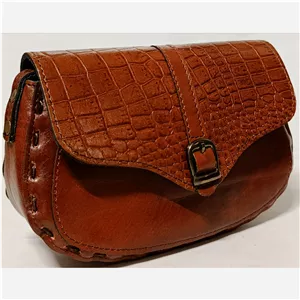 کیف تمام چرم ترمه کوچک عسلی