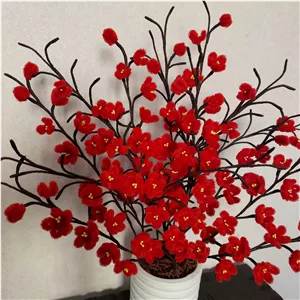 گل دستساز مخملی شکوفه های انارک گل مصنوعی (پس کرایه)