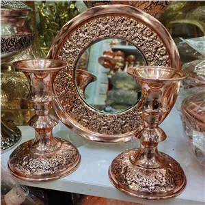 آینه و شمعدان گلبرگ سیاه قلم