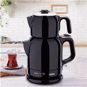 چایساز 1 7 لیتر کرکماز مشکی رزگلد مدل چایتما Caytema کد 09-331