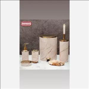 ست سرویس بهداشتی 5پارچه مروارید رنگ وانیلی طلایی(ارسال تیپاکس پس کرایه)