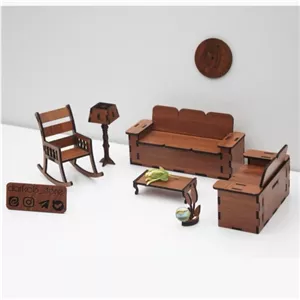 ست ماکت مبلمان و آباژور بزرگ وصندلی راکر مینیاتوری دارکوب استور 