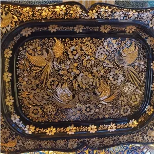 سینی مستطیلی چایخوری الماس تراش روی مس