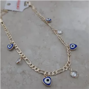 پابند آویزدار طرح چشم نظر نگین دار با زنجیر کارتیر تیفانی