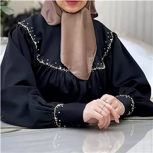 مانتو عبایی زنانه مجلسی جواهر دوزی شده فری سایز