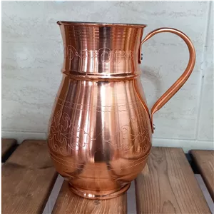 پارچ مسی طرحدار زنجان با دسته مسی