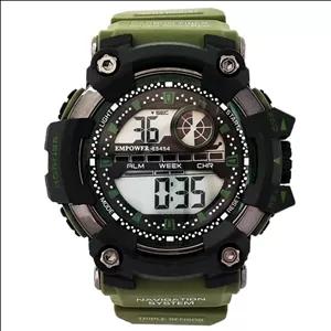 ساعت اسپرت ورزشی ارسال رایگان ساعت دیجیتال مردانه پسرانه امپاور زیتونی سبز چراغدار ضدآب SPORT دوسوراخ
