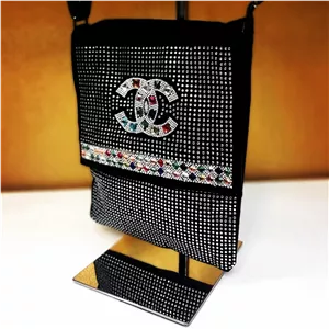 کیف دوشی نگین دار مدل Chanel
