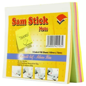 کاغذ یادداشت چسب دار Sam Stick Note 10 7.5cm بسته 100 برگی