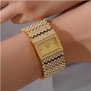 ساعت مچی زنانه anne klein فول نگین مخراج کاری با بند استیل پهن درجه یک رنگ ثابت کد mp