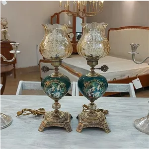 آباژور لاله چینی برنز لمپا لنتر رومیزی چراع خواب برنزی
