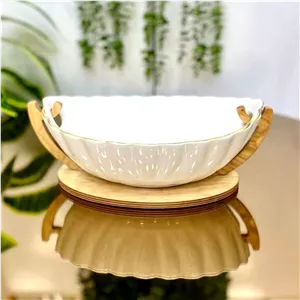 کشکول سبدی بزرگ پایه چوبی 