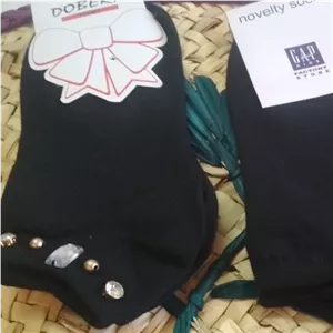 جوراب زنانه کالج نگین دار مشکی