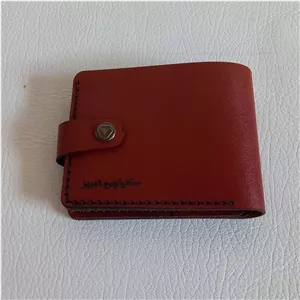 کیف پول تاشو جیبی چرم طبیعی دستدوز رنگ عسلی چرم گاوی اندازه در حالت تاشو 9در 11