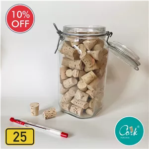 چوب پنبه ( 25 عدد ) صد در صد طبیعی و بافت دار محصول Portugal سایز بطری آب معدنی.