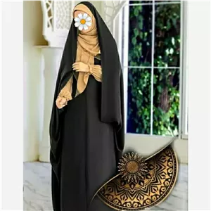 چادر حسنا کمری ایرانی (مشابه چادر ساده و چادر قجری) چادر مشکی کرپ حریر اسود با کیفیت