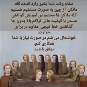 کله مانکن مخصوص کوتاهی وشینیون مقاوم در برابر حرارت( پس کرایه )