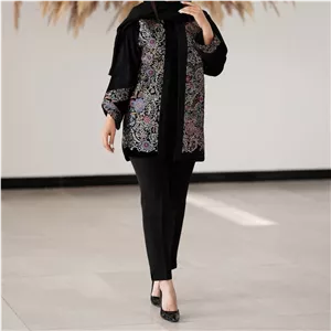 مانتو مزونی مخمل هندی جت بلک
