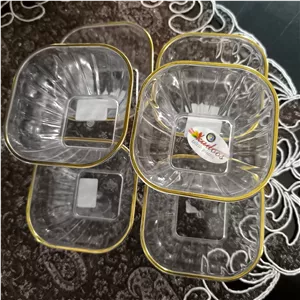 کاسه اکرولیک لب طلایی مجموعه 3 عددی