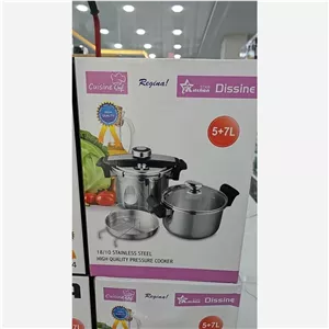 زودپز دوقلو 5 +7 لیتری دسینی همراه سبد بخار پز